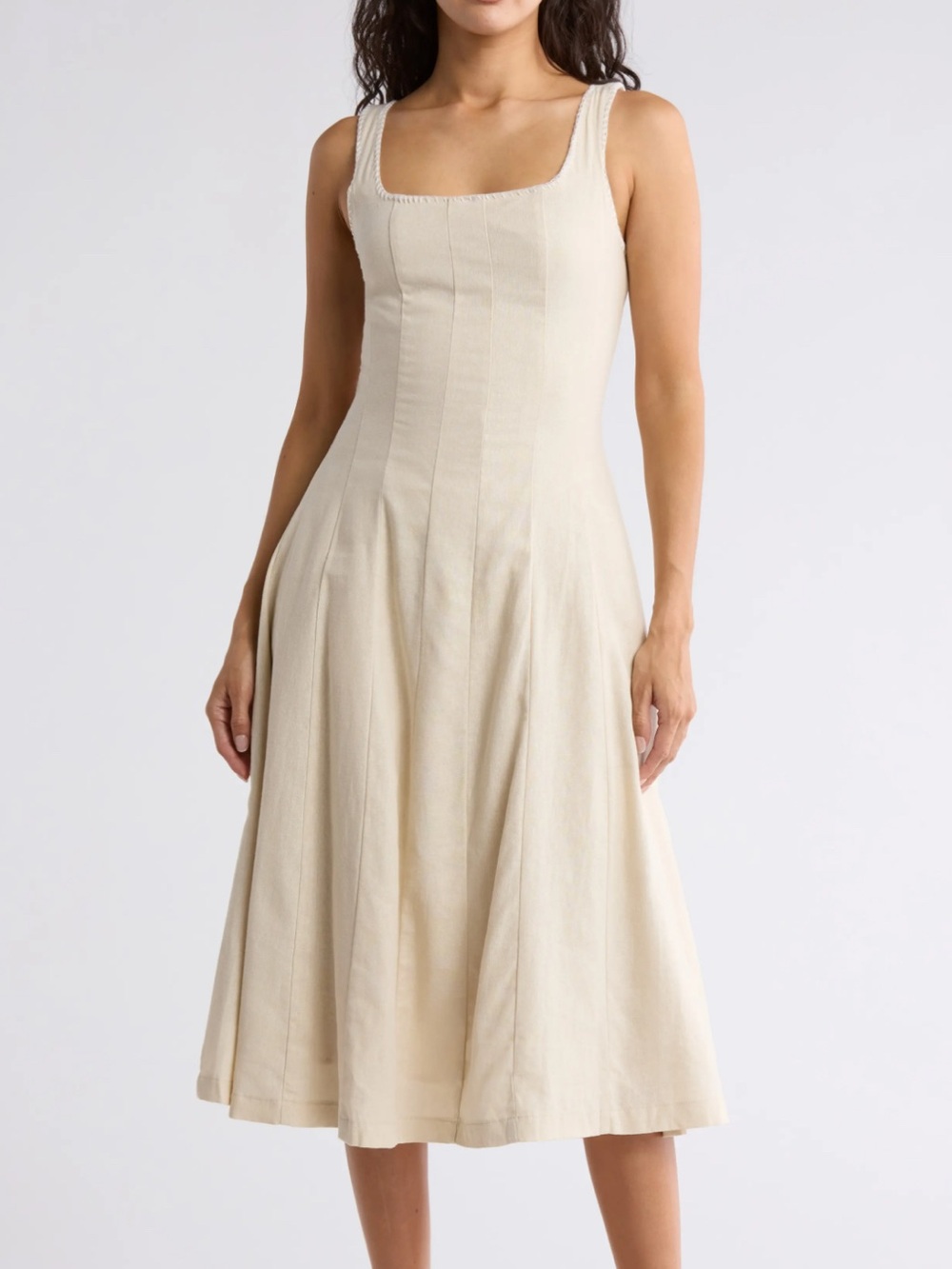 Avec Les Filles Linen Blend Midi Dress